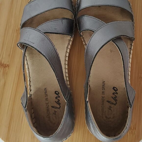 Laro Beach Metallic Pewter Espadrilles Women's Size 40 - Picture 6 of 10